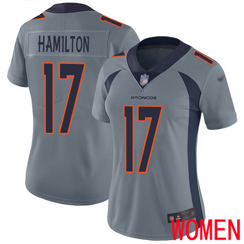 Women Denver Broncos 17 DaeSean Hamilton Limited Silver Inverted Legend Football NFL Jersey
